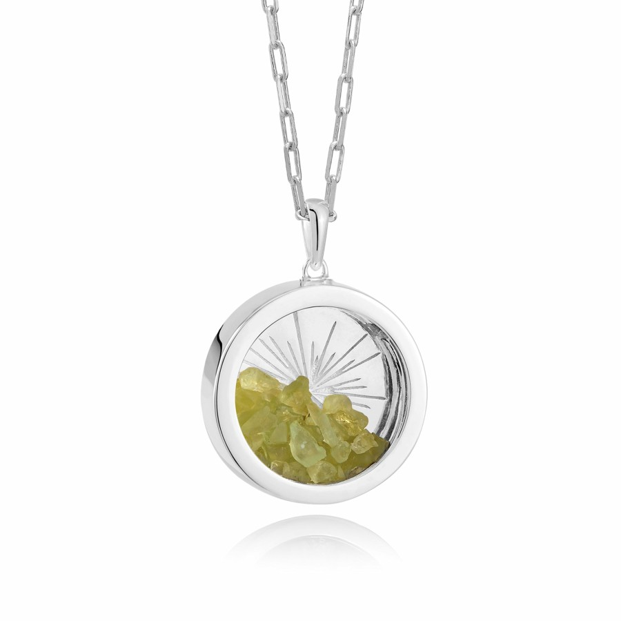 Category Vendor Birthstone Necklaces | Large Deco Sun Birthstone Amulet Necklace