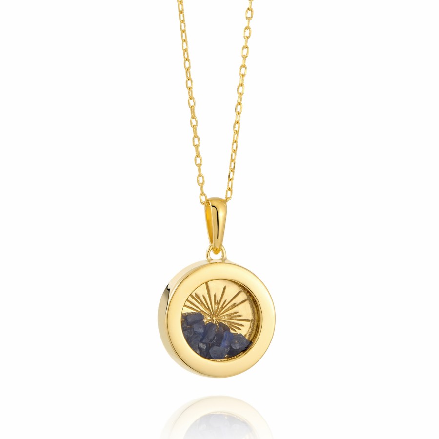 Category Vendor Birthstone Necklaces | Small Deco Sun Birthstone Amulet Necklace