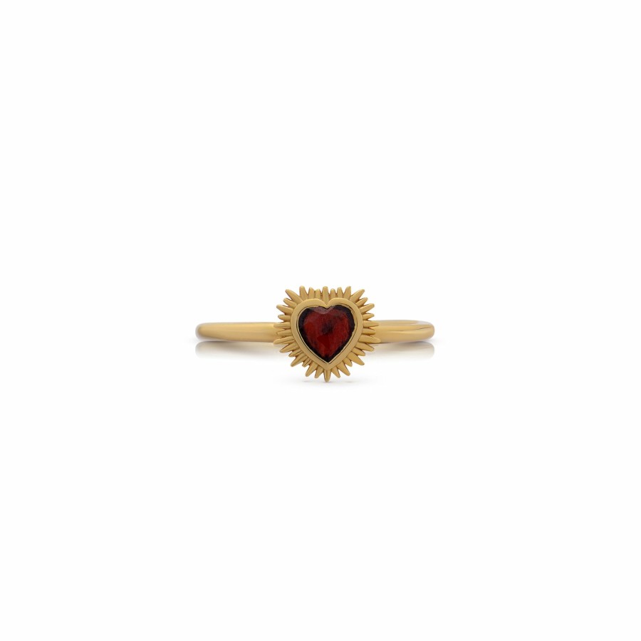 Category Vendor Adjustable Size Rings | Electric Love Mini Garnet Heart Ring