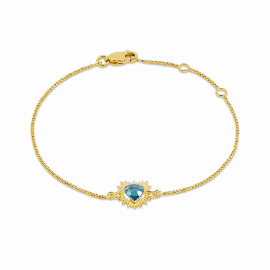 Category Vendor Birthstone Necklaces | Personalised Electric Love Blue Topaz Heart Bracelet