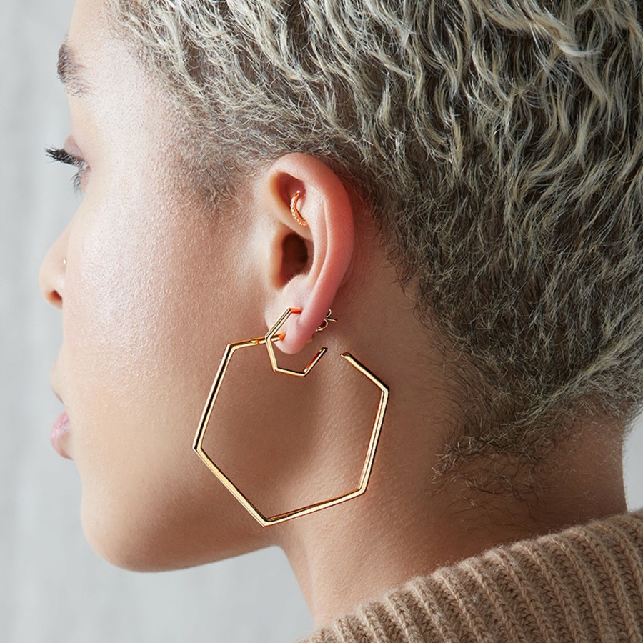 Category Vendor Statement Earrings | Oversized Hexagon Hoop Earrings