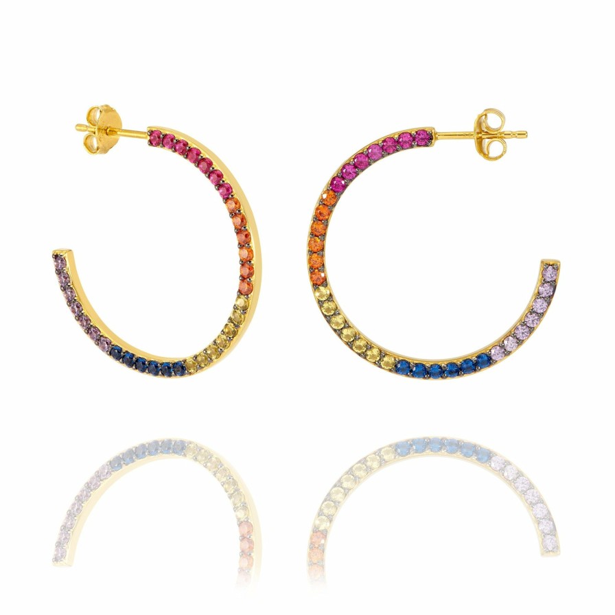 Category Vendor Hoop Earrings | Dawn O'Porter Rainbow Pave Disco Hoop Earrings