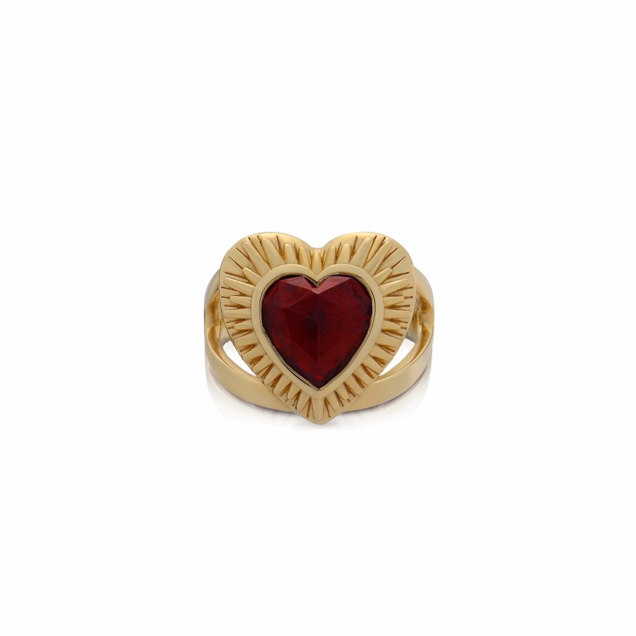 Category Vendor Statement Rings | Electric Love Statement Garnet Heart Ring