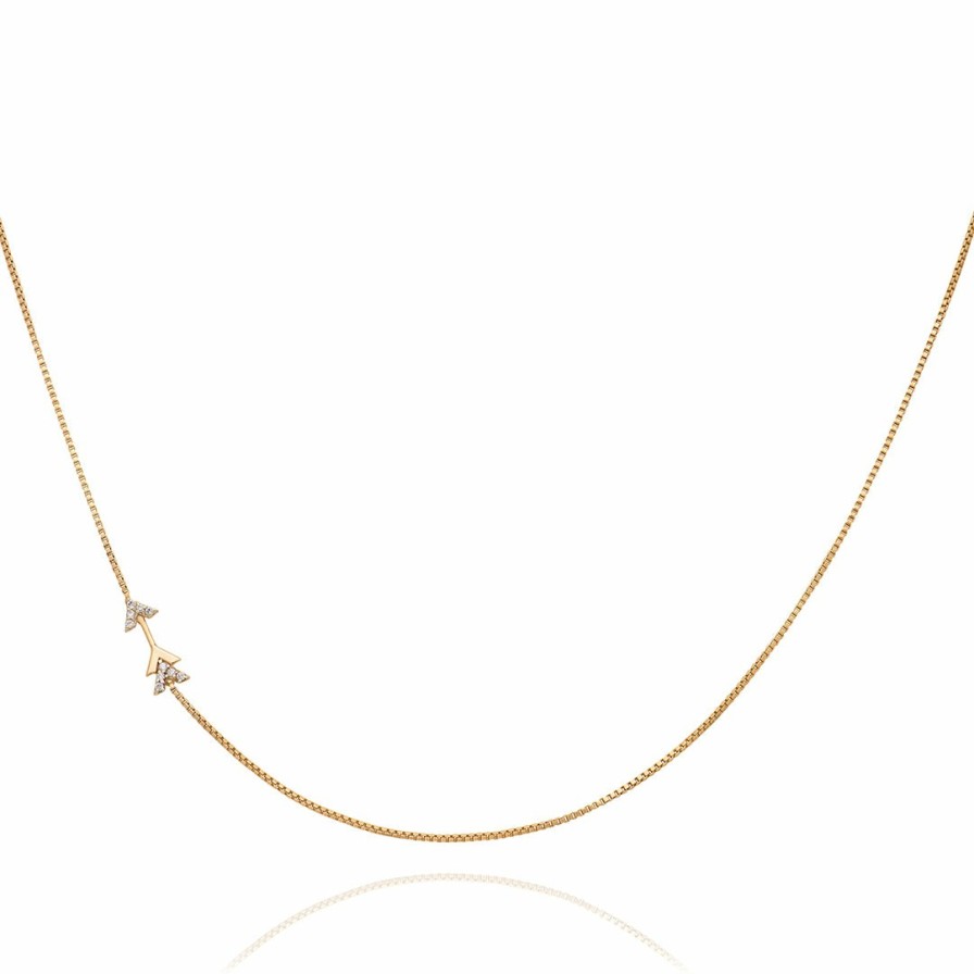 Category Vendor Chains | Solid Gold And Diamond Mini Arrow Necklace