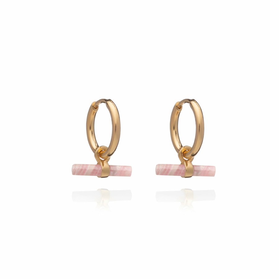 Category Vendor Hoop Earrings | Mini Rose T Bar Huggie Hoop Earrings