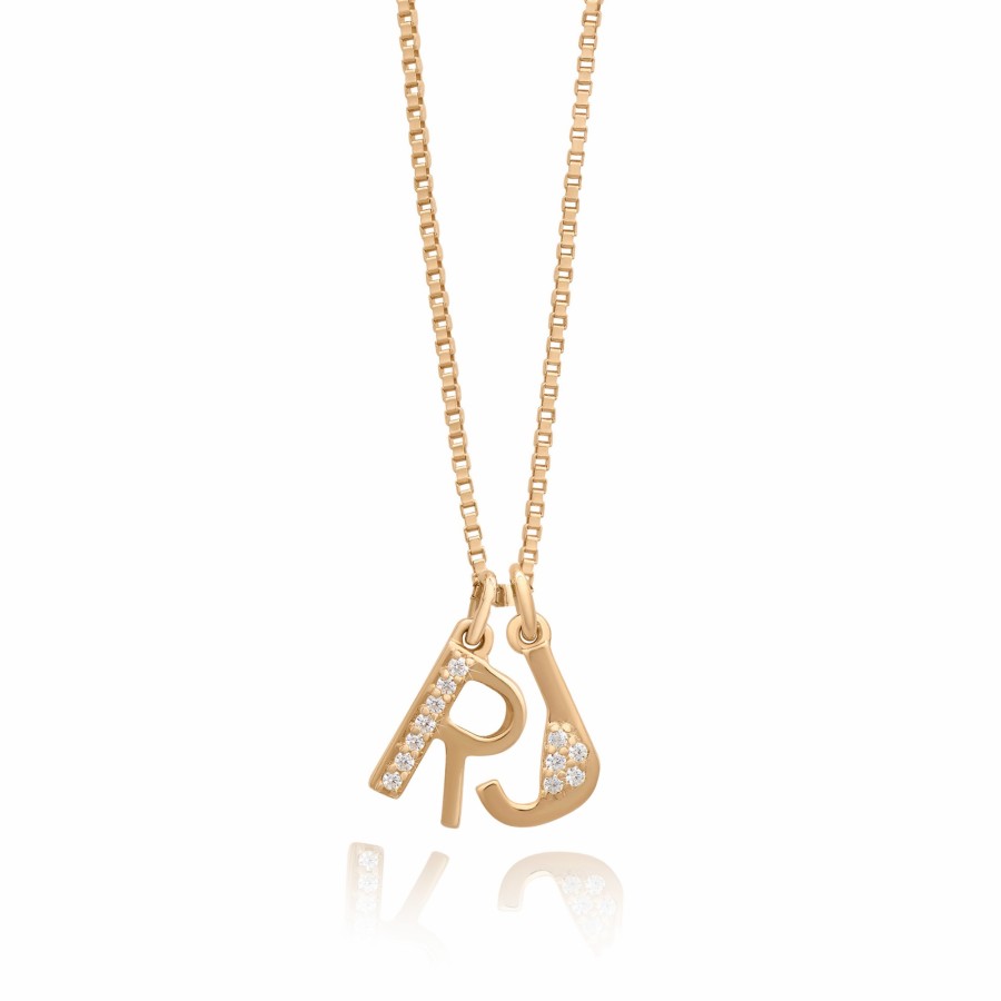 Category Vendor Initial Necklaces | Solid Gold And Diamond Family Initial Necklace