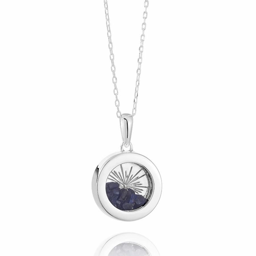 Category Vendor Birthstone Necklaces | Small Deco Sun Birthstone Amulet Necklace