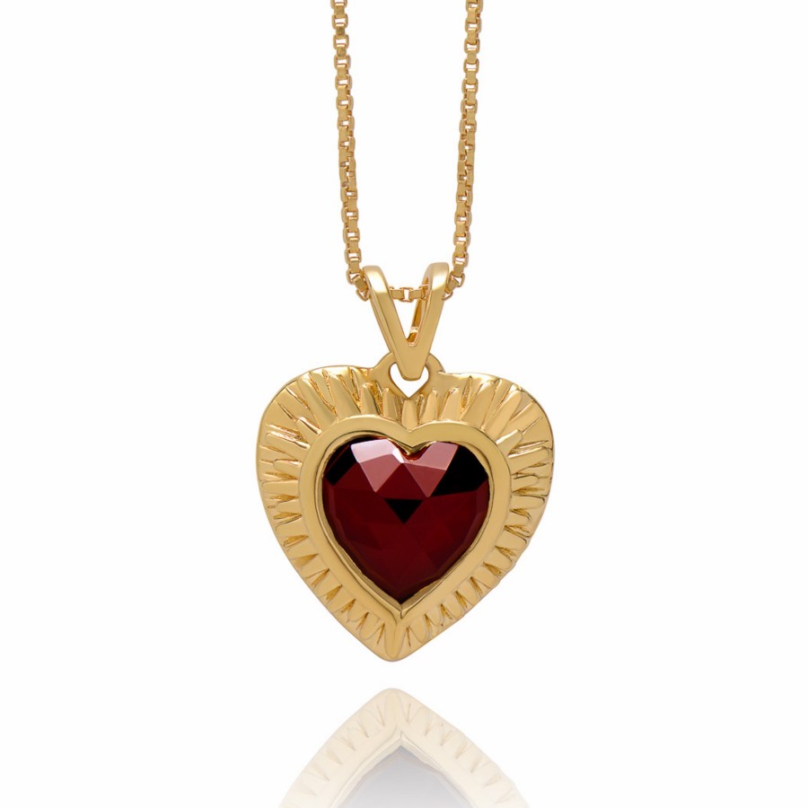 Category Vendor Birthstone Necklaces | Electric Love Garnet Heart Necklace