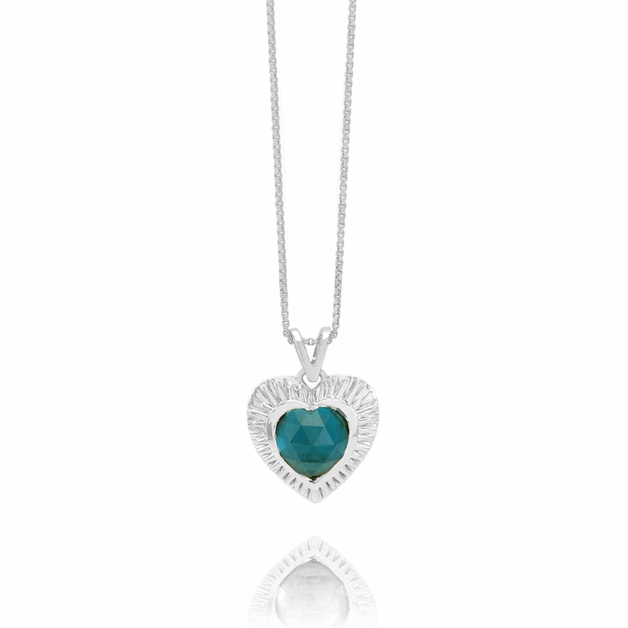 Category Vendor Birthstone Necklaces | Personalised Electric Love Blue Topaz Heart Necklace