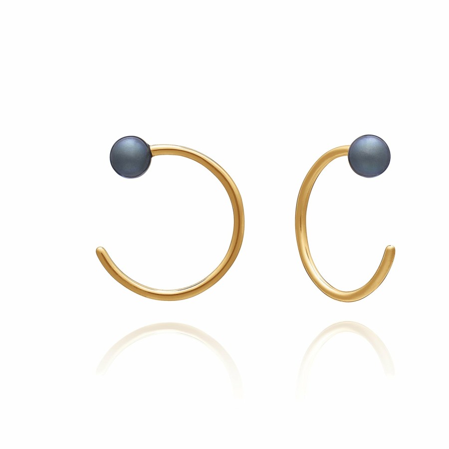 Category Vendor Statement Earrings | Stellar Evolution Black Pearl Hoop Earrings