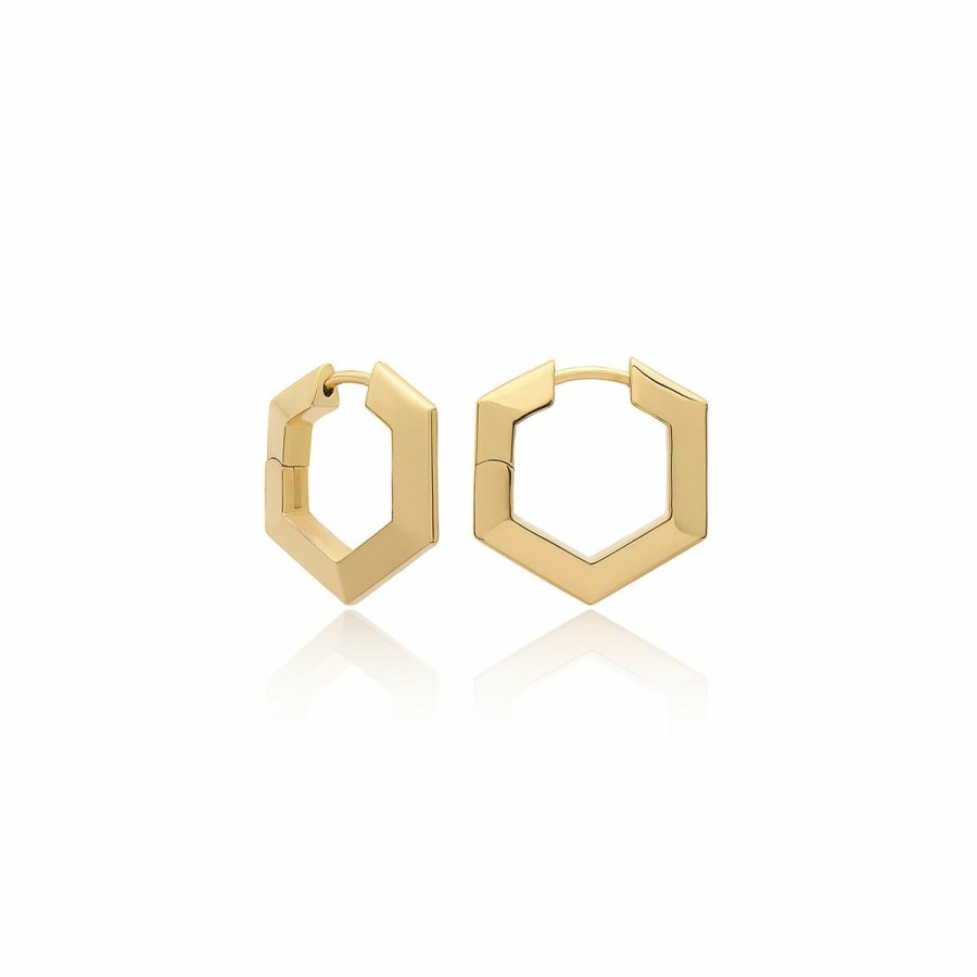 Category Vendor Hoop Earrings | Mini Bevelled Hexagon Hoop Earrings